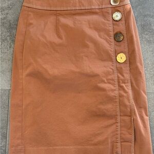 Brown Asymmetrical Pencil Skirt Knee-Length